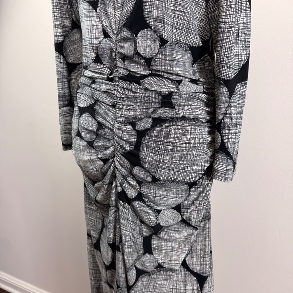 KamaliKulture Norma Kamali Black White Abstract Circle Ruched Midi Dress XL - Picture 7 of 12
